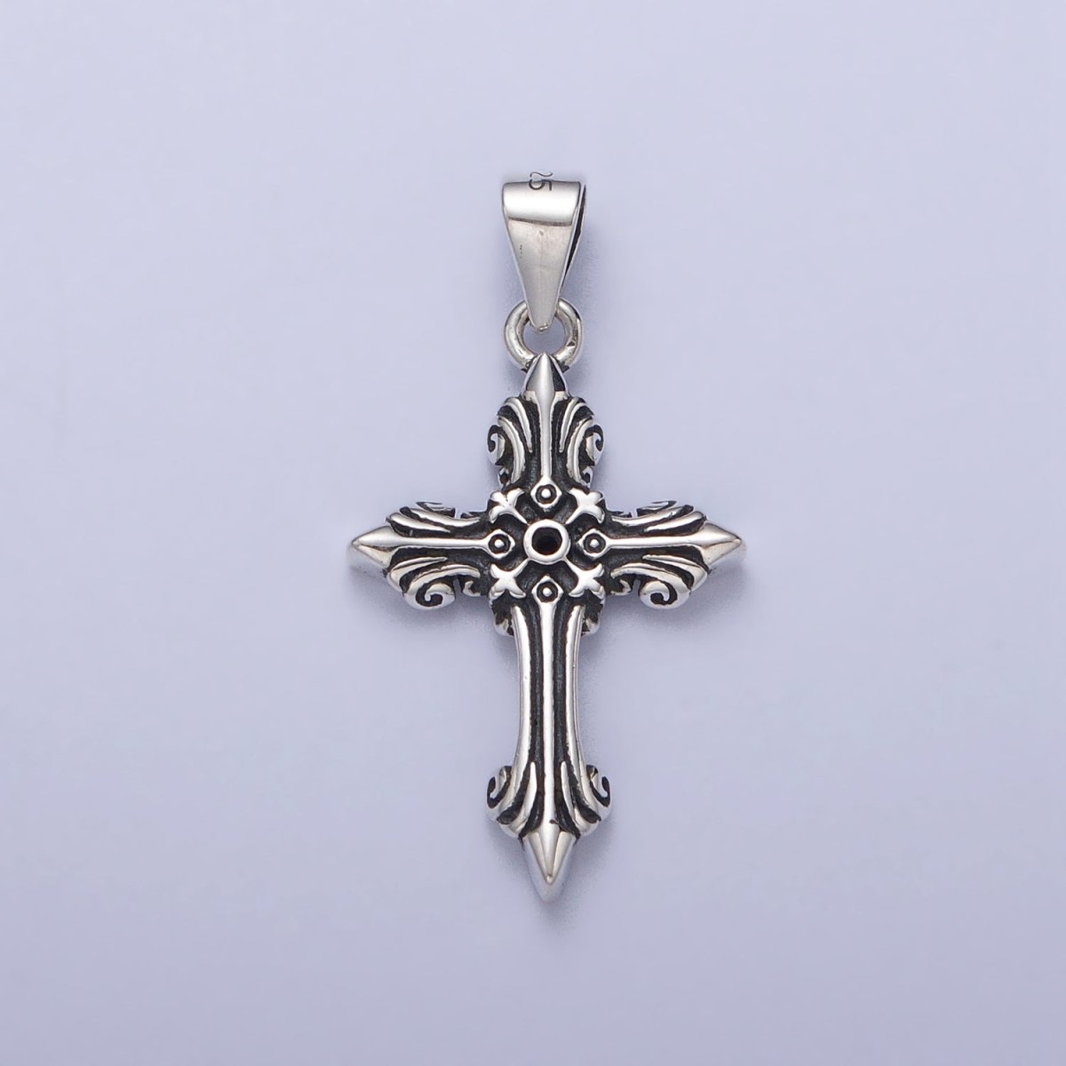 OS Sterling Silver Cross Pendant Men Antique Cross Charm for Religious Jewelry P-1082 - DLUXCA