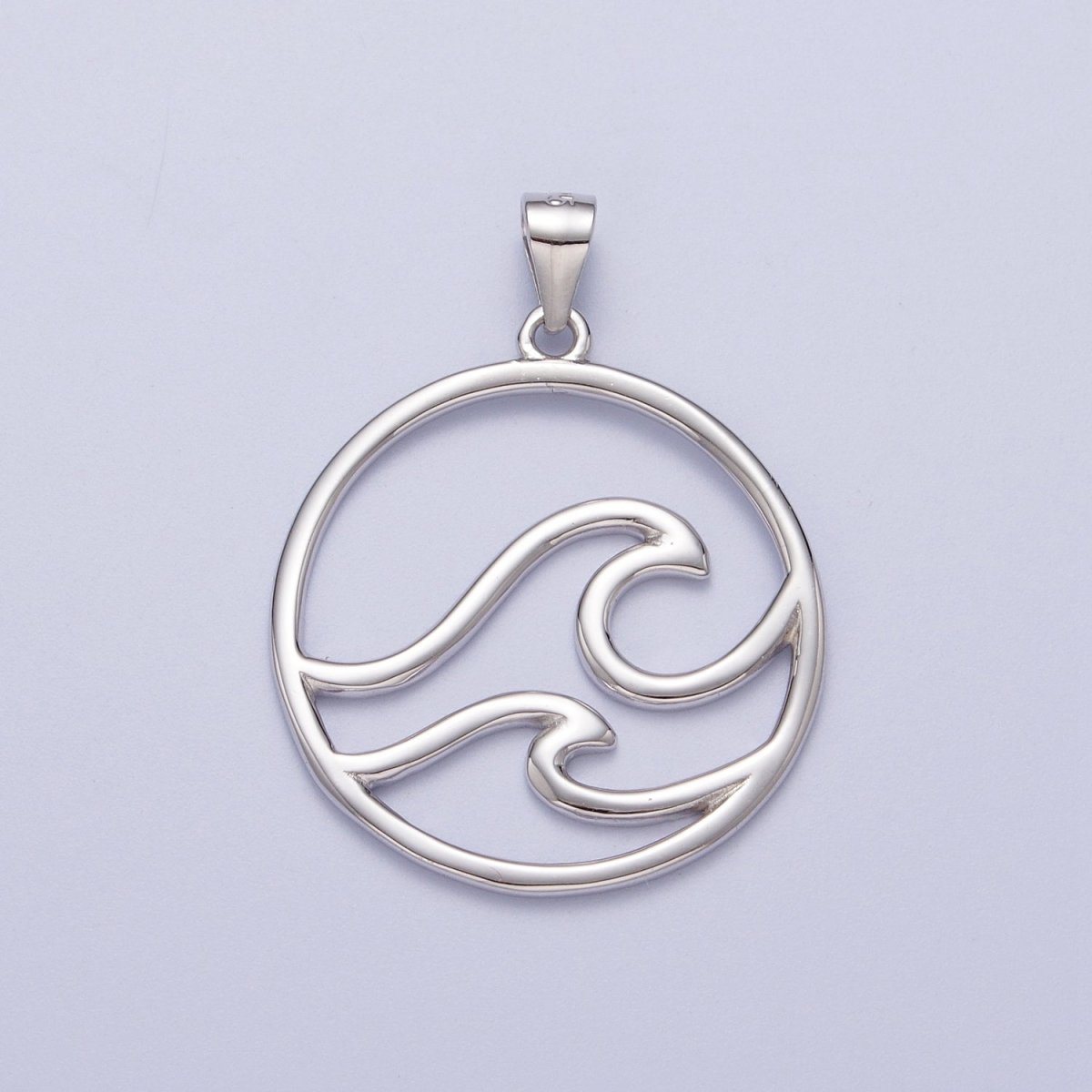 OS Sterling Silver Ocean Wave Charm Under The Sea Water Beach Pendant SL-403 - DLUXCA