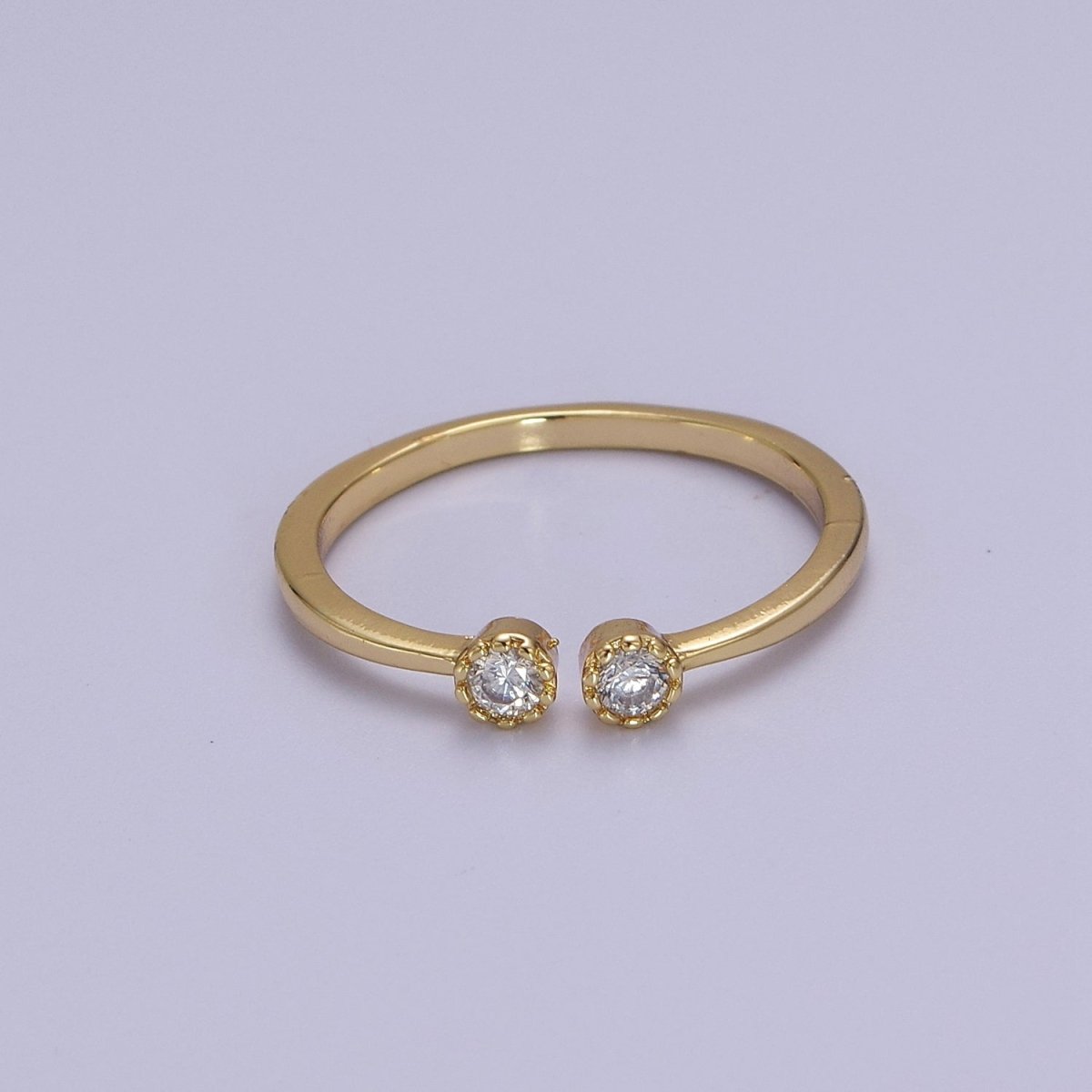 OS Thin Gold Filled Round Cut CZ Open Adjustable Ring S-521 - DLUXCA