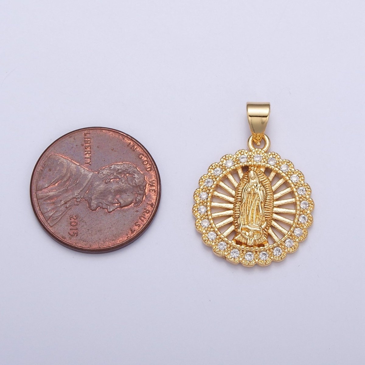 Our Lady Guadalupe Pendant, Cubic Zirconia Virgin Mary Religious Pendant For Jewelry Making H-756 - DLUXCA