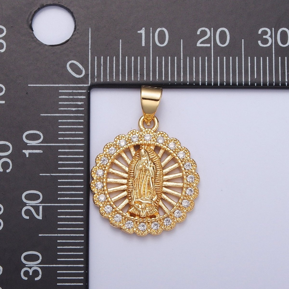 Our Lady Guadalupe Pendant, Cubic Zirconia Virgin Mary Religious Pendant For Jewelry Making H-756 - DLUXCA