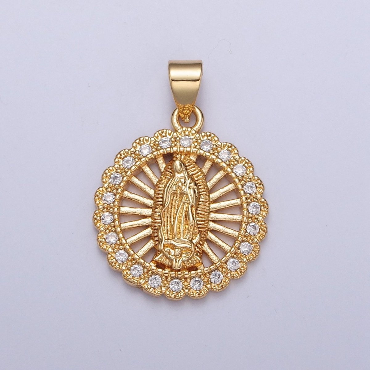 Our Lady Guadalupe Pendant, Cubic Zirconia Virgin Mary Religious Pendant For Jewelry Making H-756 - DLUXCA