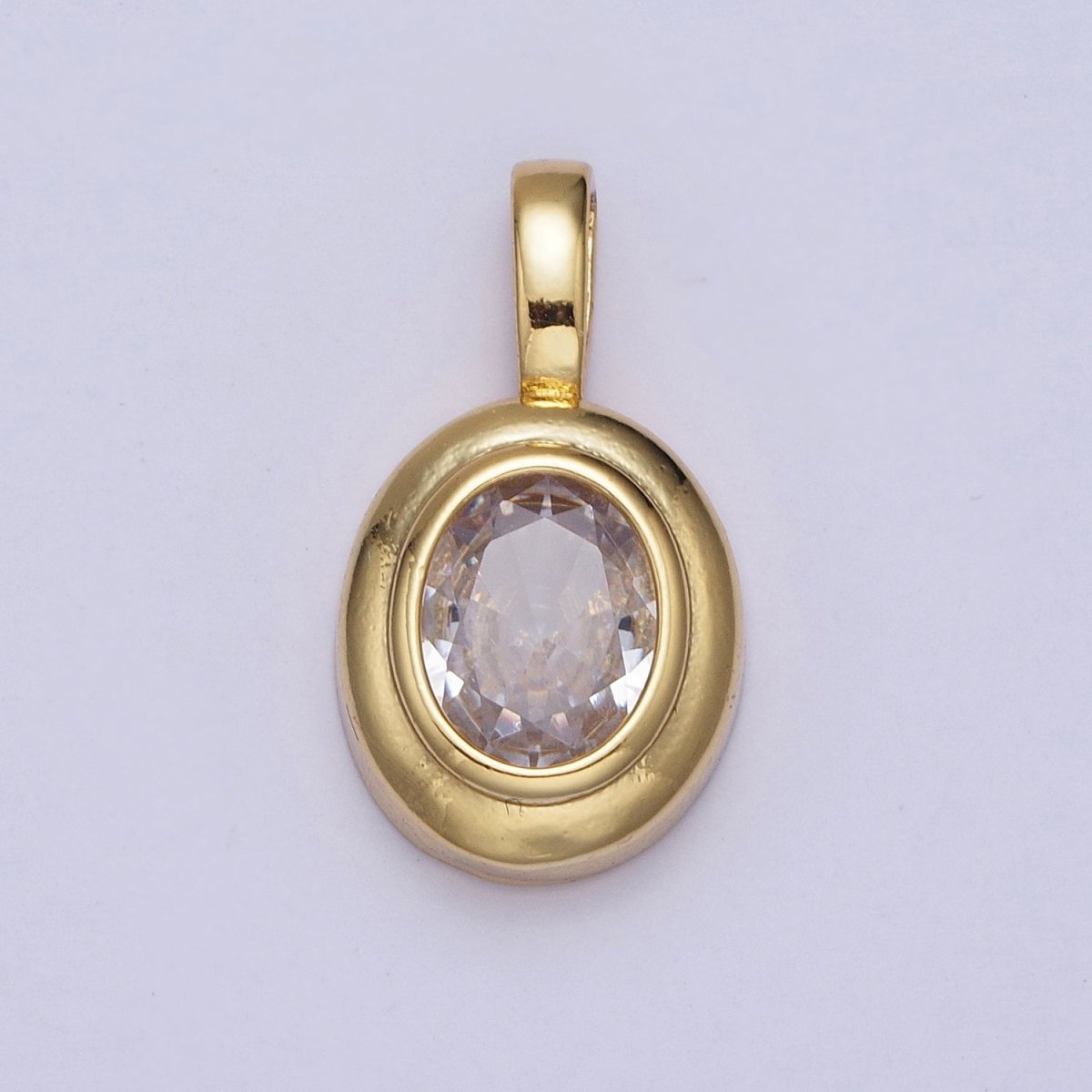 Oval Clear Cubic Zirconia Minimalist Gold Pendant For DIY Jewelry Making | X-520 - DLUXCA