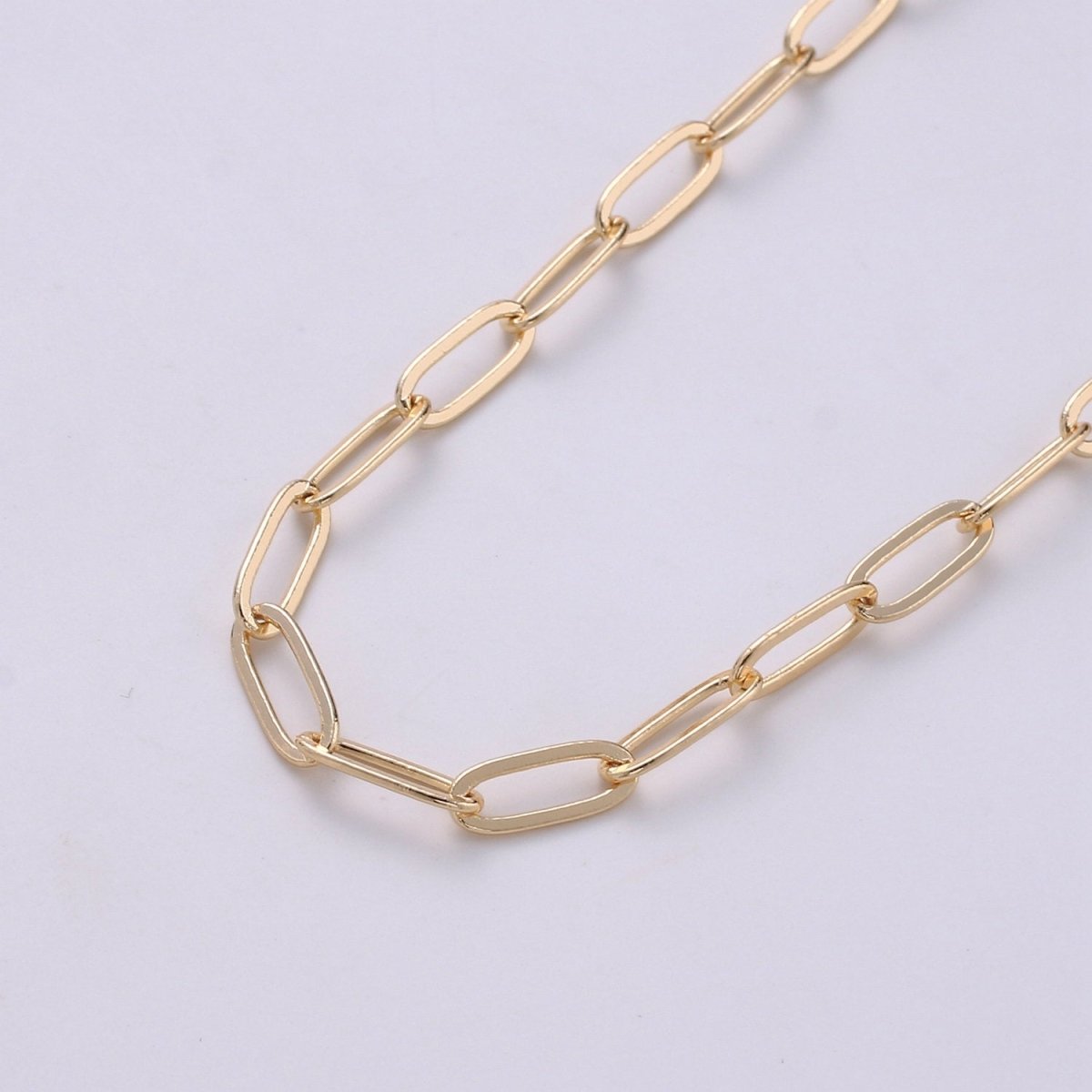 Oval Paperclip Chain Necklace 18K Gold Filled 4x10mm, Nickel Free Unfinished Link Chain | ROLL-312 ROLL-410 - DLUXCA