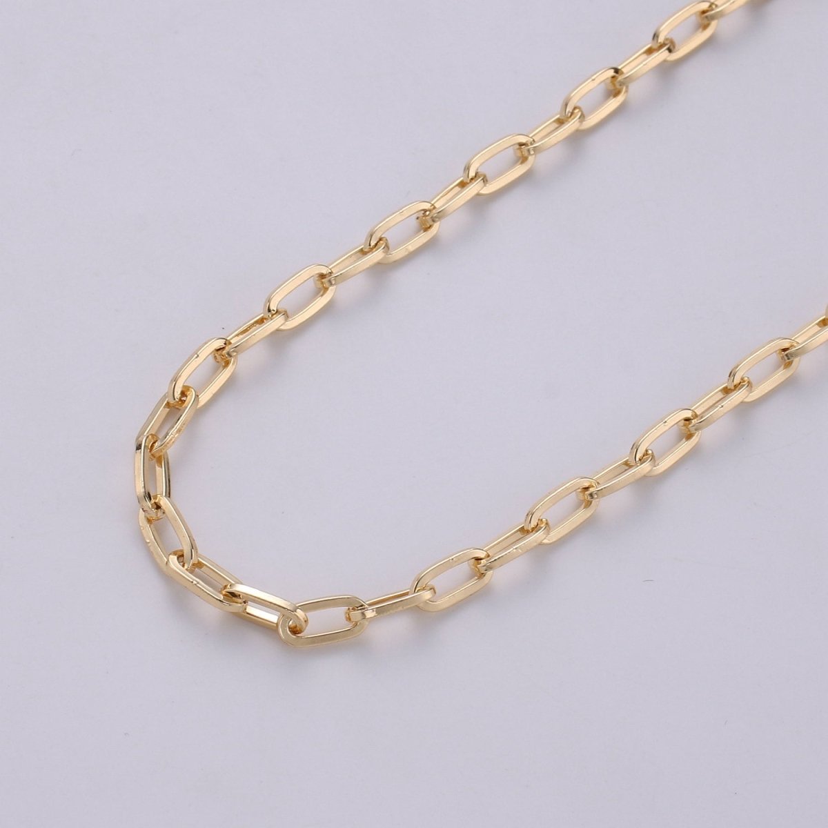 Oval Paperclip Chain Necklace 18k Gold Plated Long Oval Paper Clip Chain 1 yard, 3 feet Lead, Nickel Free Unfinished Link Chain | ROLL-251 Clearance Pricing - DLUXCA