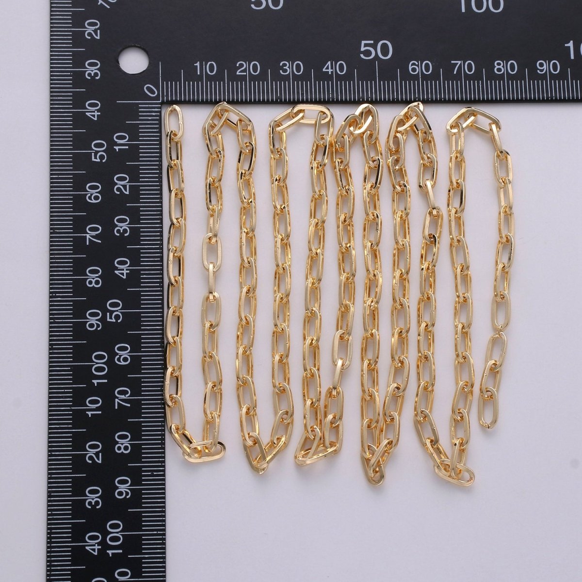 Oval Paperclip Chain Necklace 18k Gold Plated Long Oval Paper Clip Chain 1 yard, 3 feet Lead, Nickel Free Unfinished Link Chain | ROLL-251 Clearance Pricing - DLUXCA