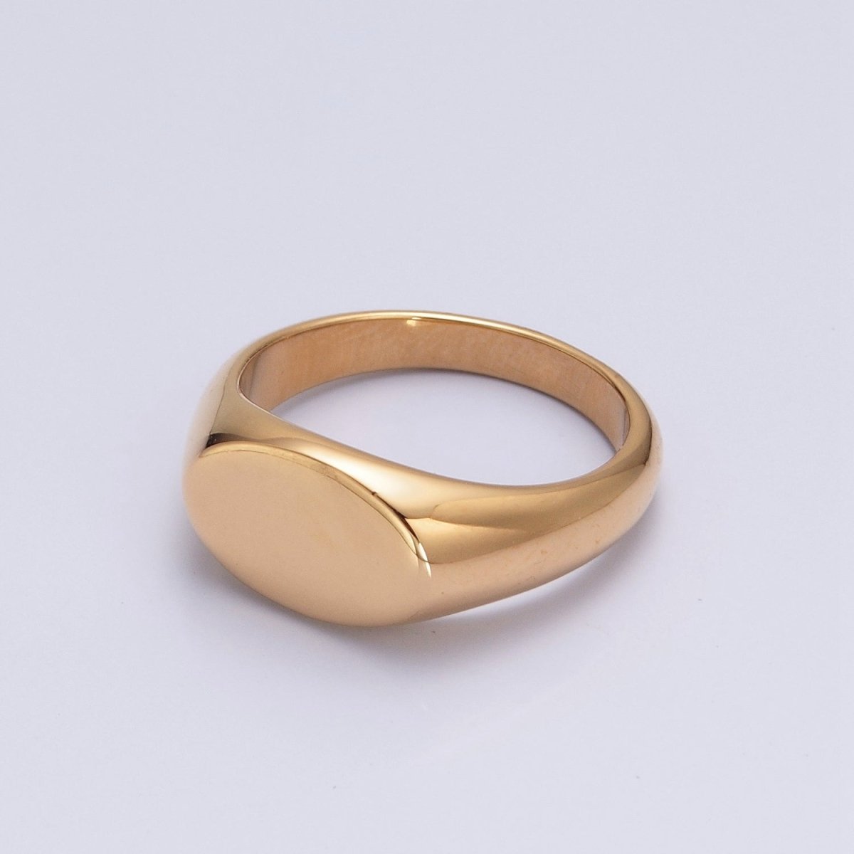 Oval Pinky Signet Ring, Stainless Steel Classic Signet ring, Pinky ring, Oval ring Minimalist Jewelry S-041 ~ S-044 - DLUXCA