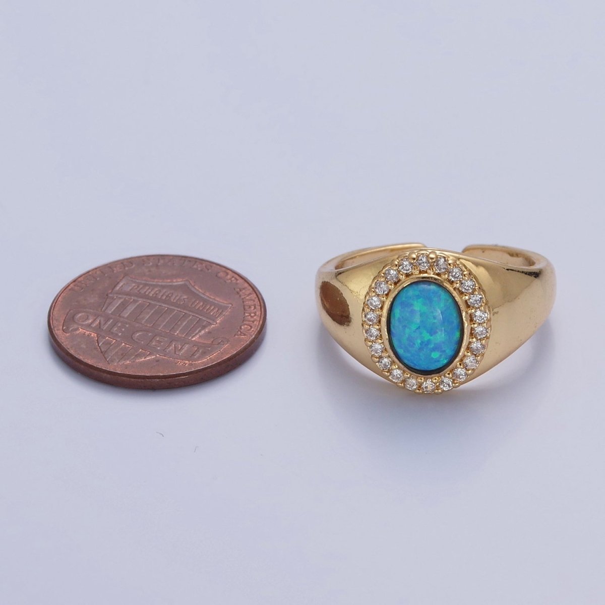 Oval Ring, Opal Ring, Statement Ring, Dainty Ring, Signet Ring O-2215 O-2216 - DLUXCA