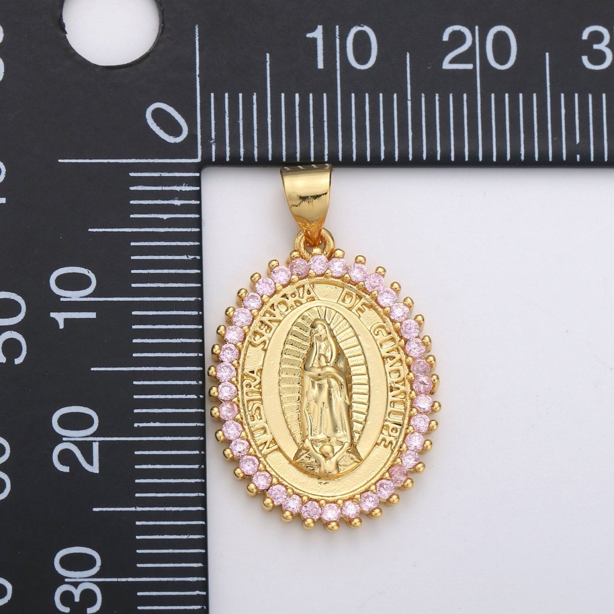 Overstock Clearance 24k Gold Filled Virgin Mary Pendant Necklace Pink Micro Pave Virgen de Guadalupe Medallion Pendant for Necklace Religious Jewelry Supply I-649 I-650 - DLUXCA