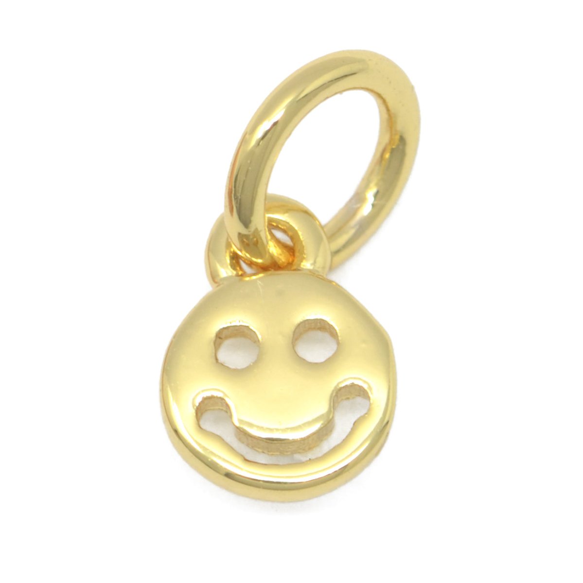 Overstock Clearance Gold Filled Simple Smiley Face Round Charm M-390 - DLUXCA