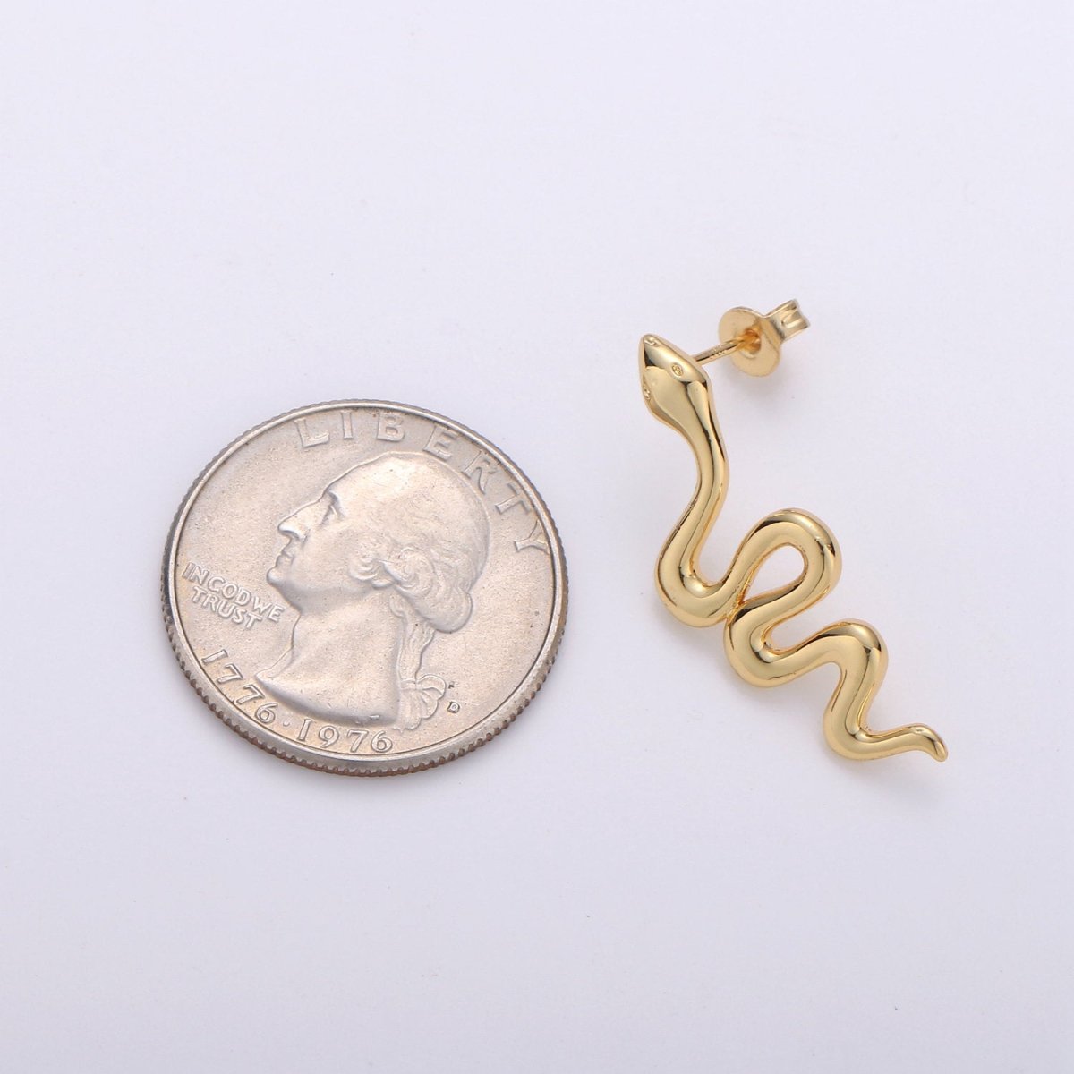 Overstock Gold Snake earrings, snake stud earrings, dainty earrings, Serpent earrings, delicate studs, gold earrings, minimalist earring K-542 - DLUXCA