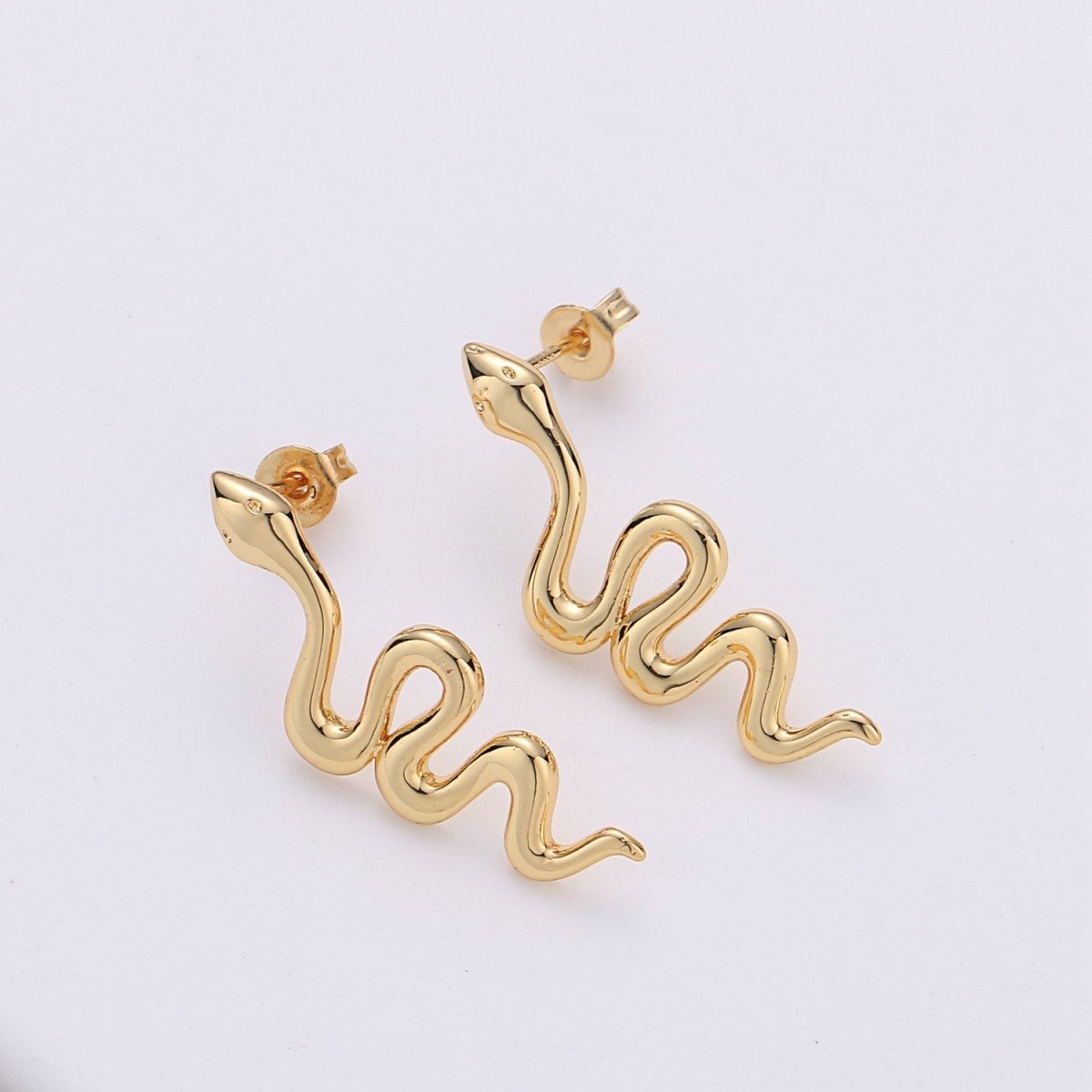 Overstock Gold Snake earrings, snake stud earrings, dainty earrings, Serpent earrings, delicate studs, gold earrings, minimalist earring K-542 - DLUXCA