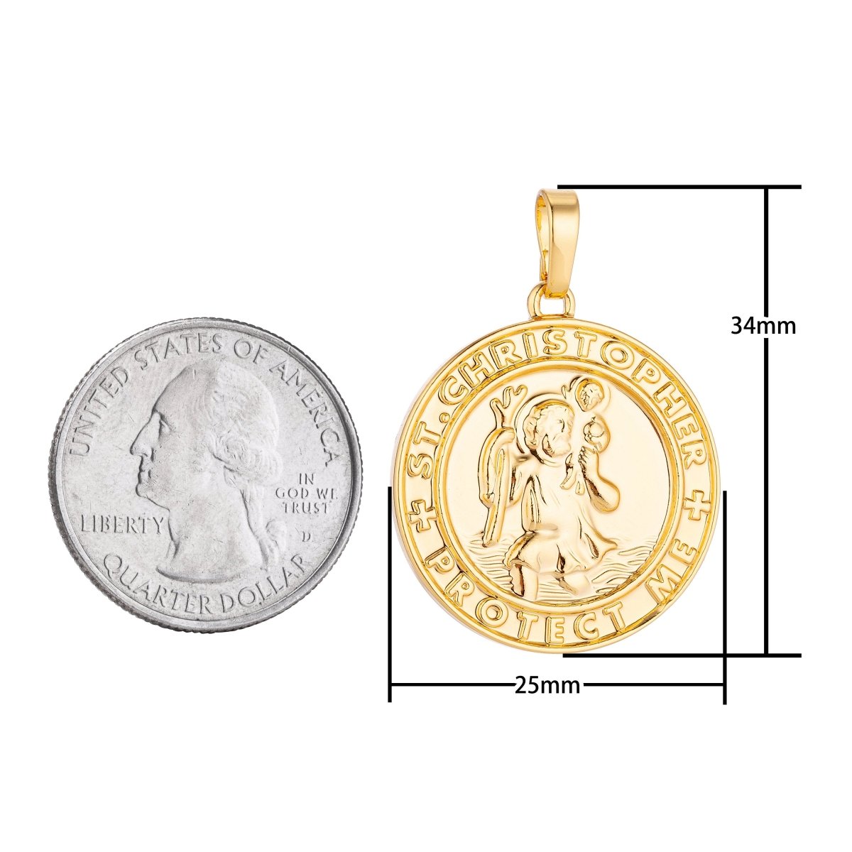 Overstock Pricing 24k Gold Filled Saint Christopher Medal Pendant for Protection Protect us Religious Amulet charm for Necklace Jewelry Making H-213 - DLUXCA