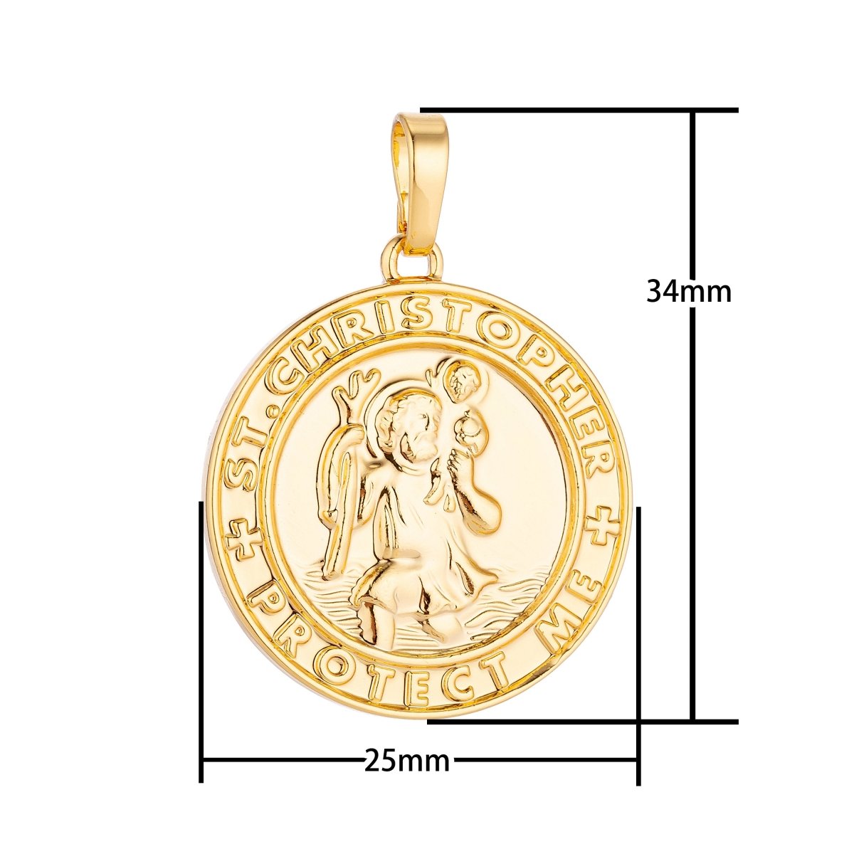 Overstock Pricing 24k Gold Filled Saint Christopher Medal Pendant for Protection Protect us Religious Amulet charm for Necklace Jewelry Making H-213 - DLUXCA