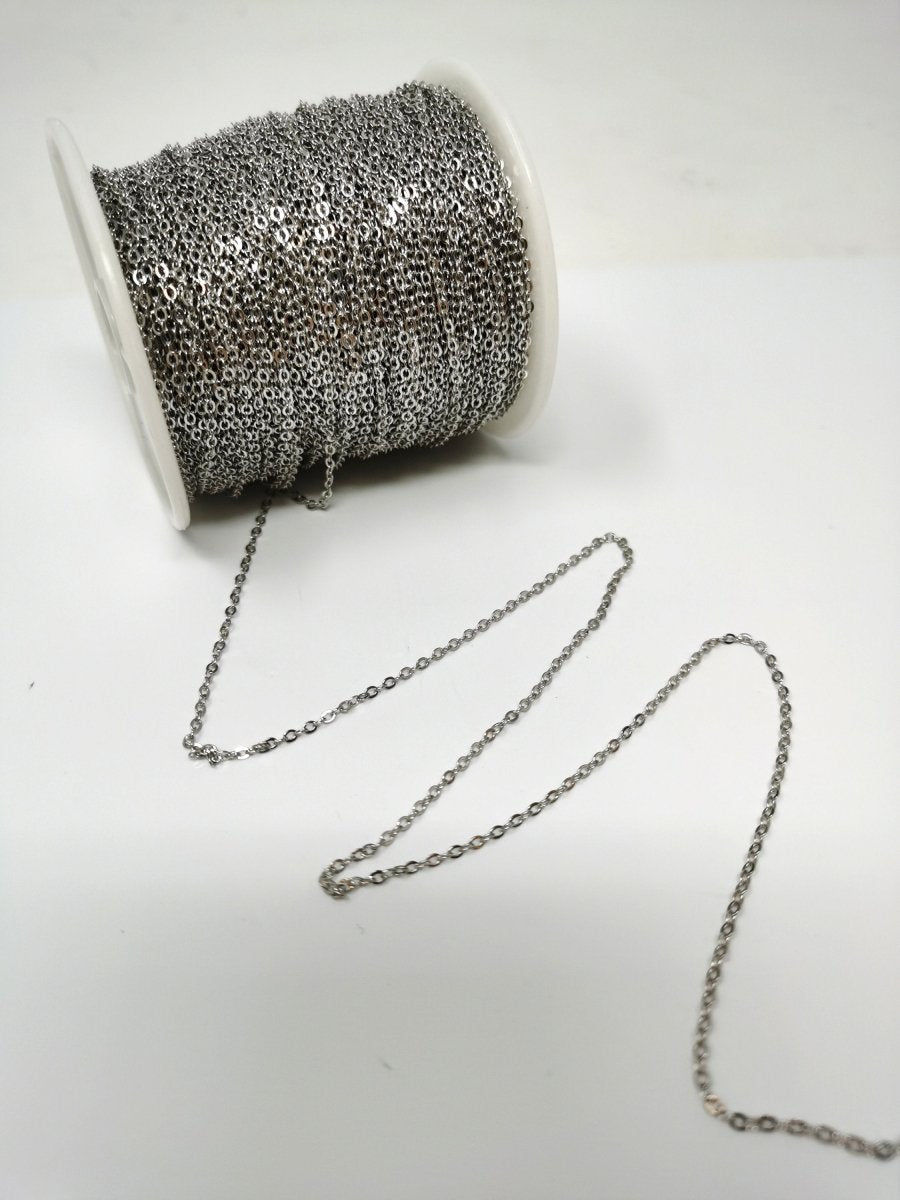 Overstock Pricing Silver Rolo Chain 1mm Wide Rolo Link Chain Dainty Chain Jewelry Chain Sold by the Yard for Necklace Bracelet Anklet Supply ROLL-101 - DLUXCA