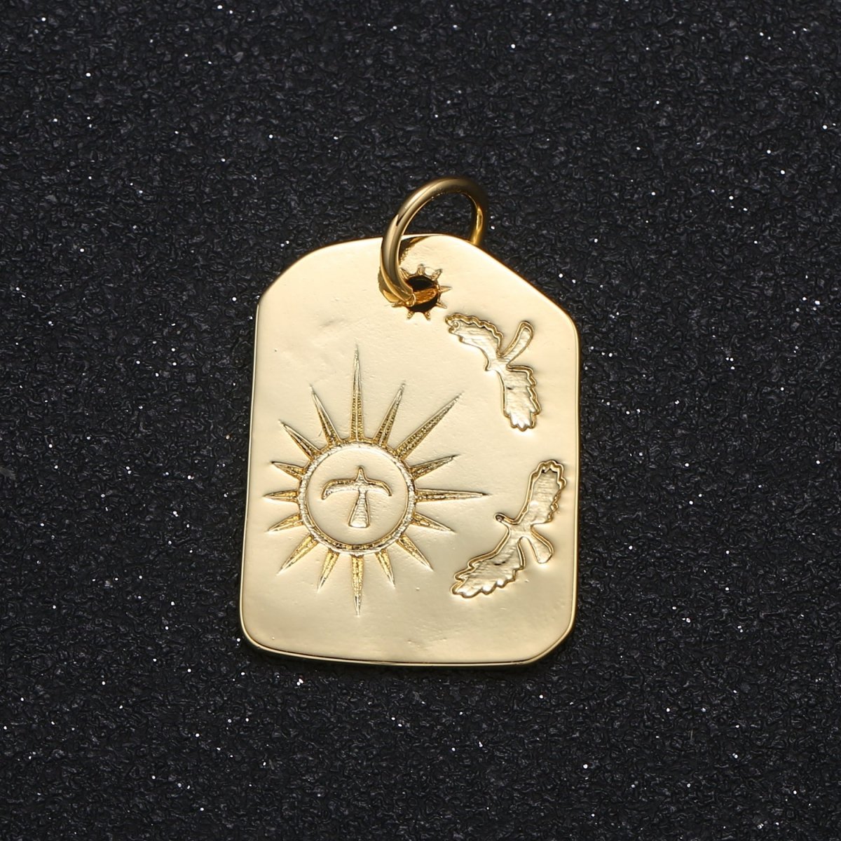 Painted Heaven on Golden Square Coin Charm Plain Gold Printed Ornament Charm Pendant GP-038 - DLUXCA