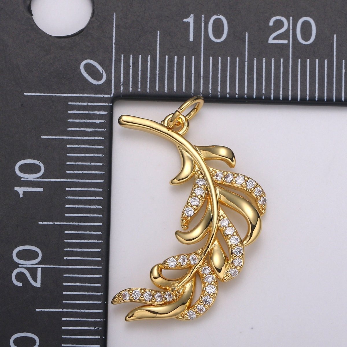 Palm Frond Charms Cubic Palm Leaf Charms 24k Gold Charm for Necklace Bracelet Wristlet Pendant, Palapa Coconut Leaf, Feather E-192 E-784 - DLUXCA