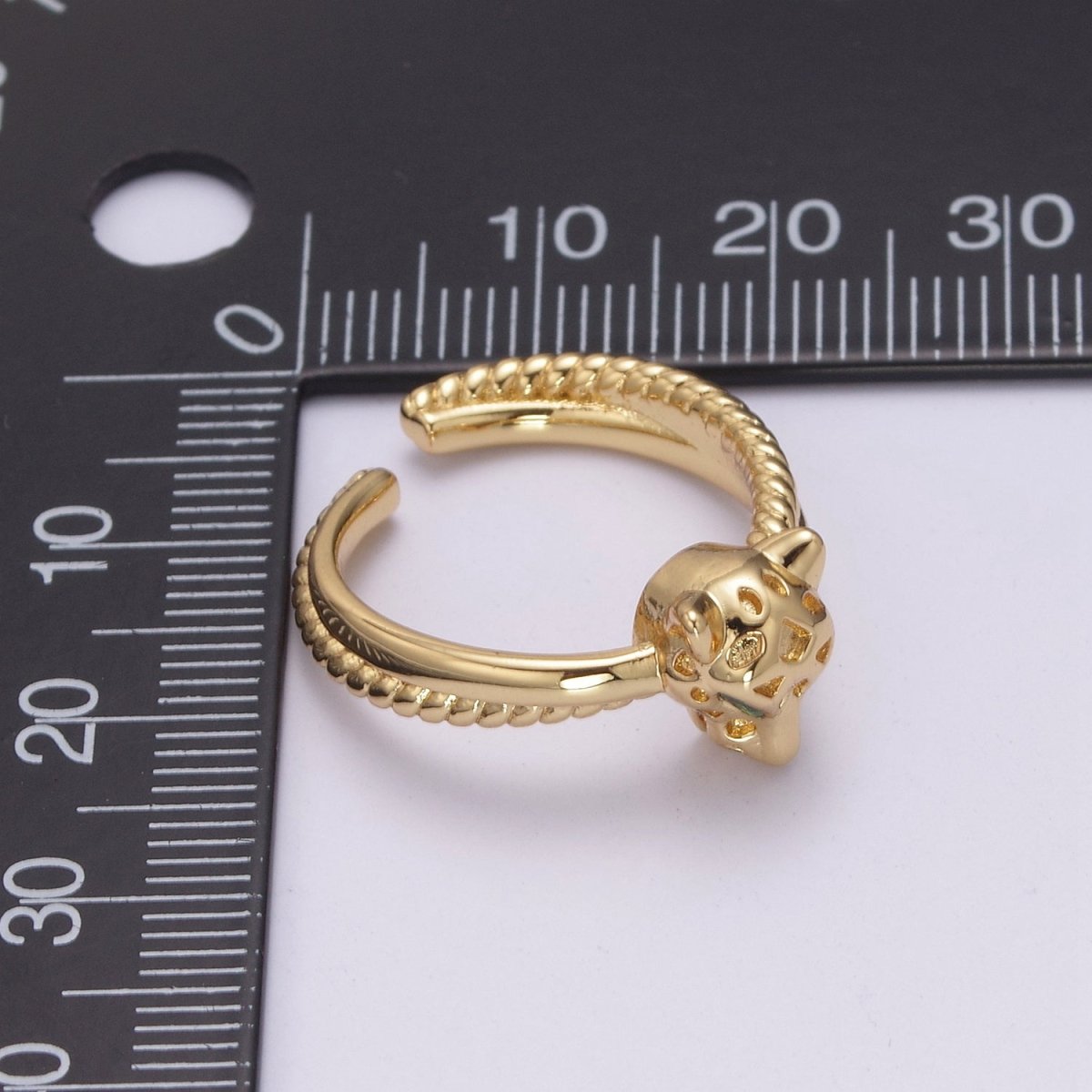 Panther gold pave ring adjustable Leopard ring U-197 - DLUXCA