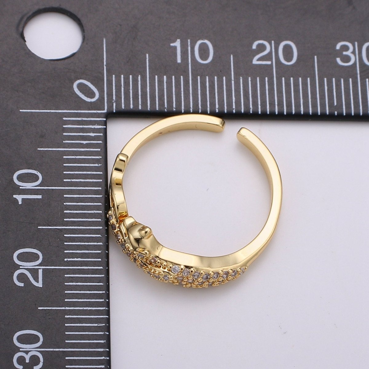 Panther ring, Cat ring, dainty ring, spiral Panther ring, gold ring, wrap ring, Leopard gold ring, vintage jewelry CZ Micro Pave Ring R-107 - DLUXCA