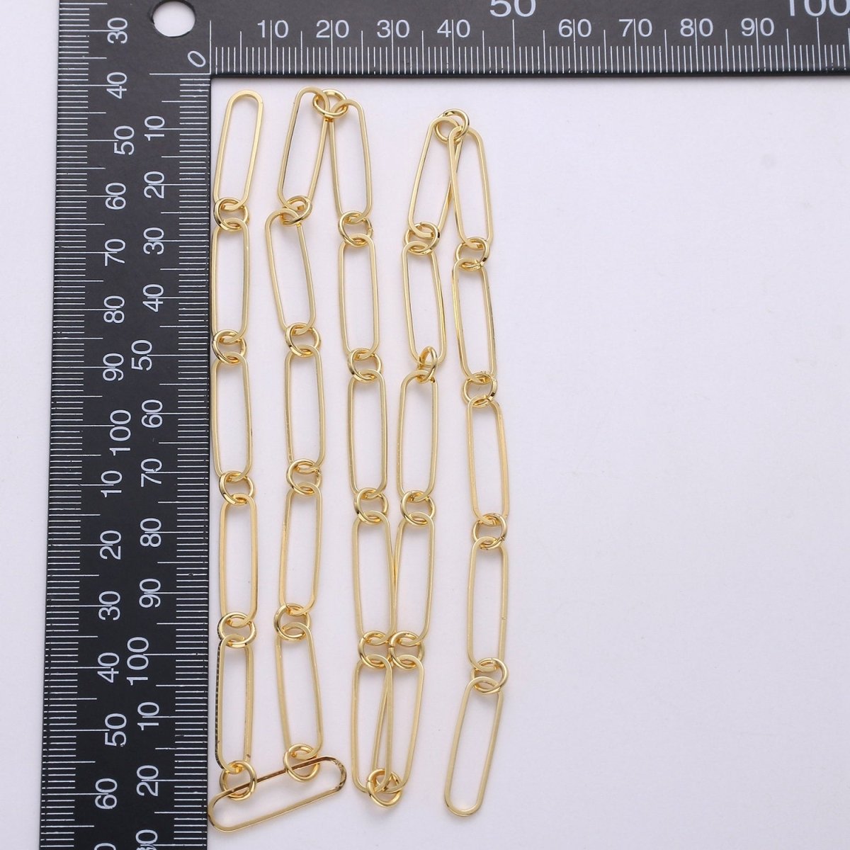 PAPER CLIP chain With Dainty cable ROLO Chain Necklace 5X20mm, 24K Gold Filled Nickel Free, Unfinished Link Chain For Jewelry Supply Component | ROLL-281 Clearance Pricing - DLUXCA