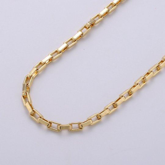 Paper Clip Rectangle box Chains By Yard in 24K Gold Filled Chain, For Bracelet, Necklace Chain Component Supplies | ROLL-224 clearance Pricing - DLUXCA