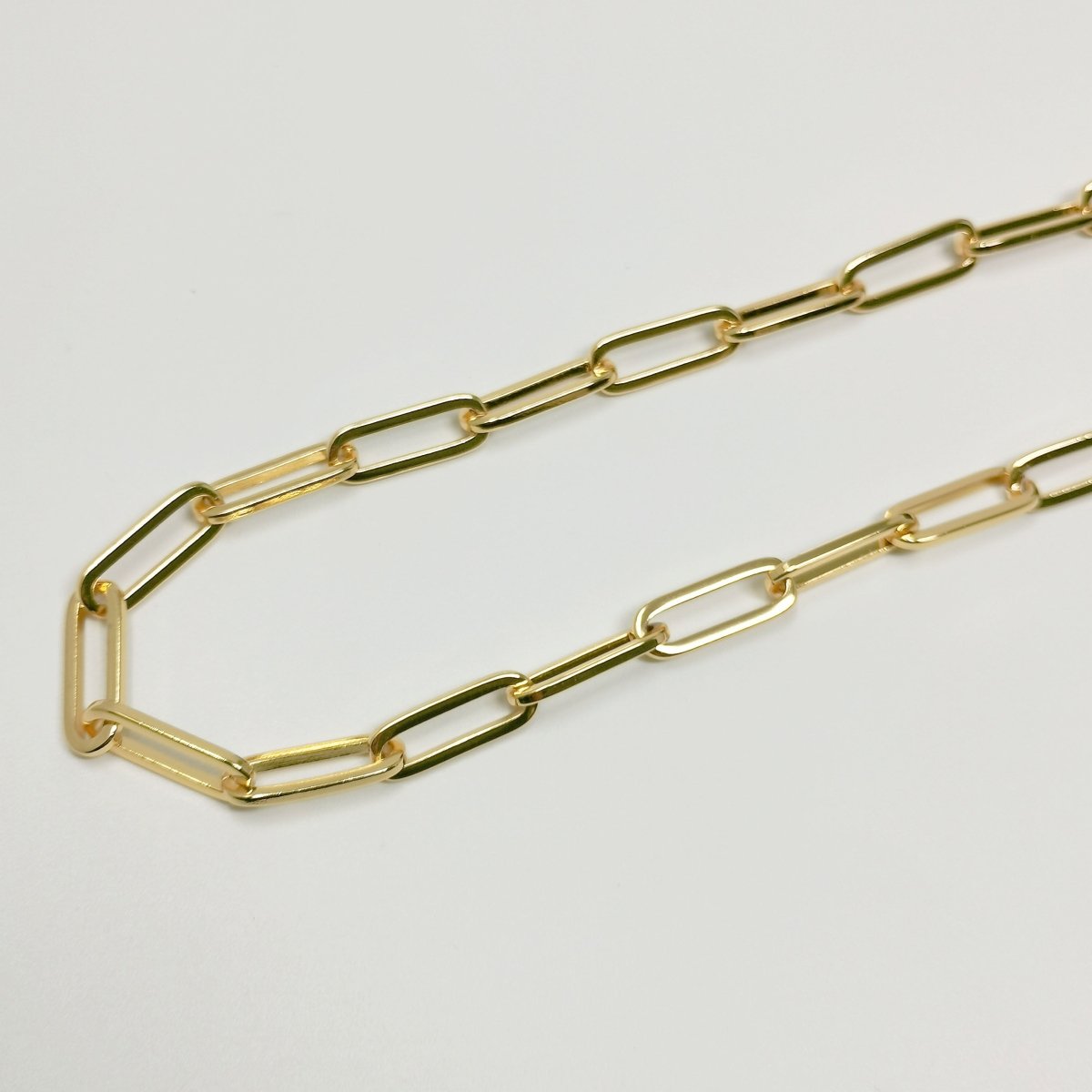 PAPERCLIP Chain Necklace, 24K Gold Filled Long Oval Rectangle Paper Clip Chain 1 Yard, Nickel Free, Unfinished Link Chain | ROLL-396 Clearance Pricing - DLUXCA