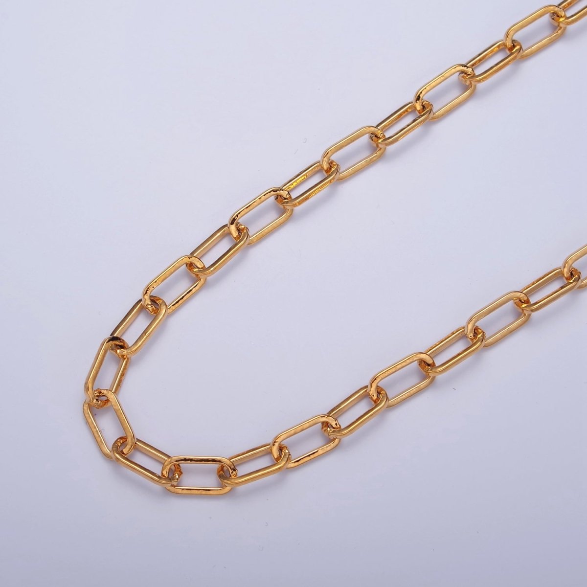 PaperClip Unfinished Chain, 10mm x 5mm, 24k Gold Filled Chain 19.5 inch long | WA-1382 Clearance Pricing - DLUXCA