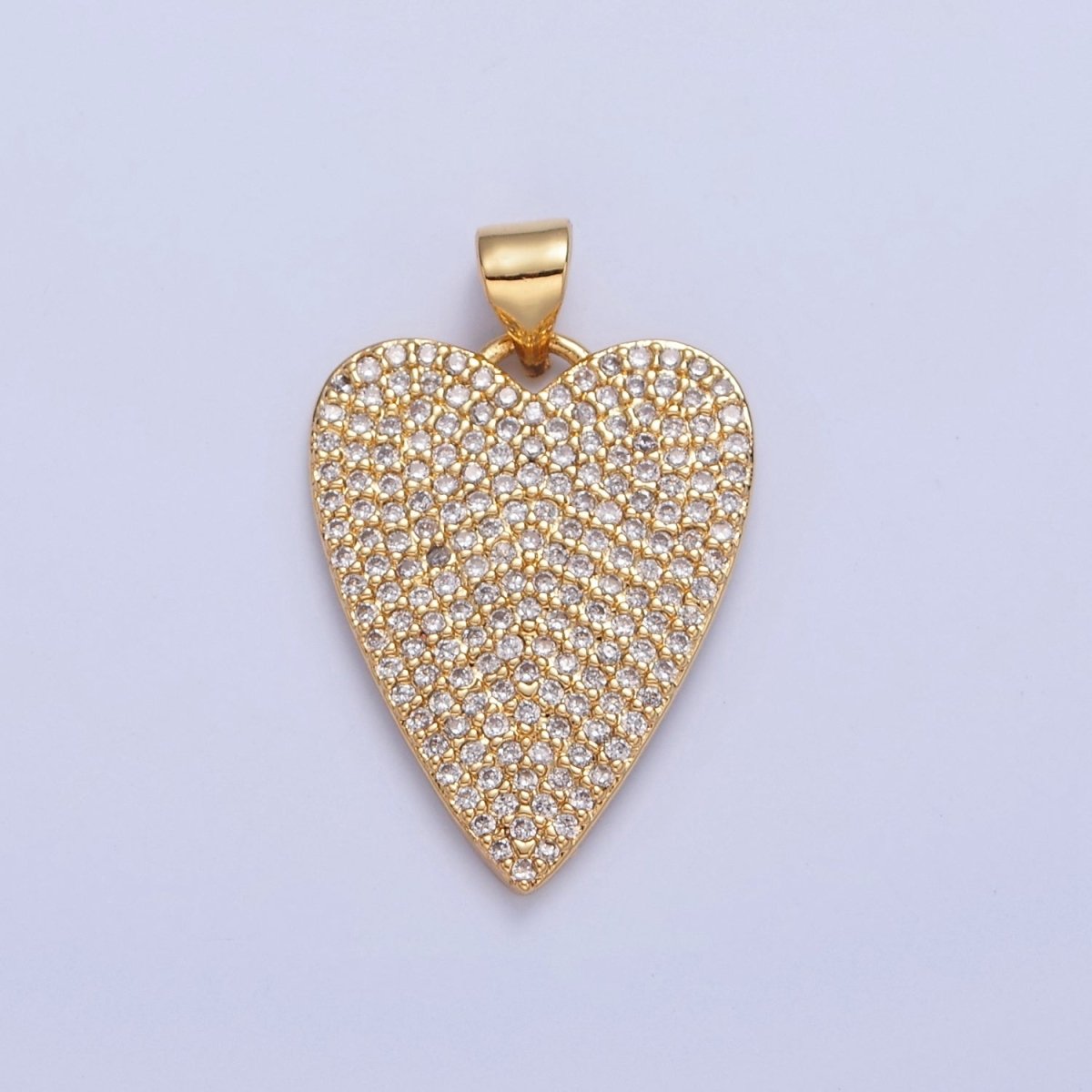 Pave Heart Pendant 14k Gold Filled Love Charm I-334 - DLUXCA