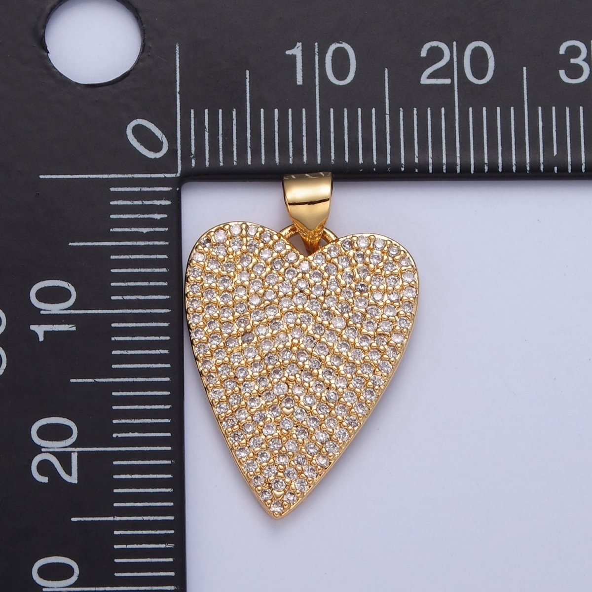 Pave Heart Pendant 14k Gold Filled Love Charm I-334 - DLUXCA