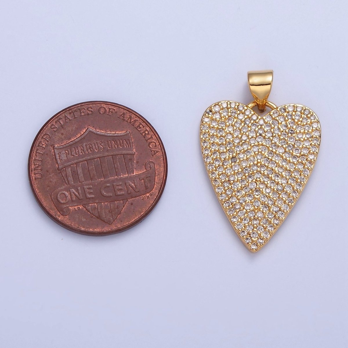 Pave Heart Pendant 14k Gold Filled Love Charm I-334 - DLUXCA