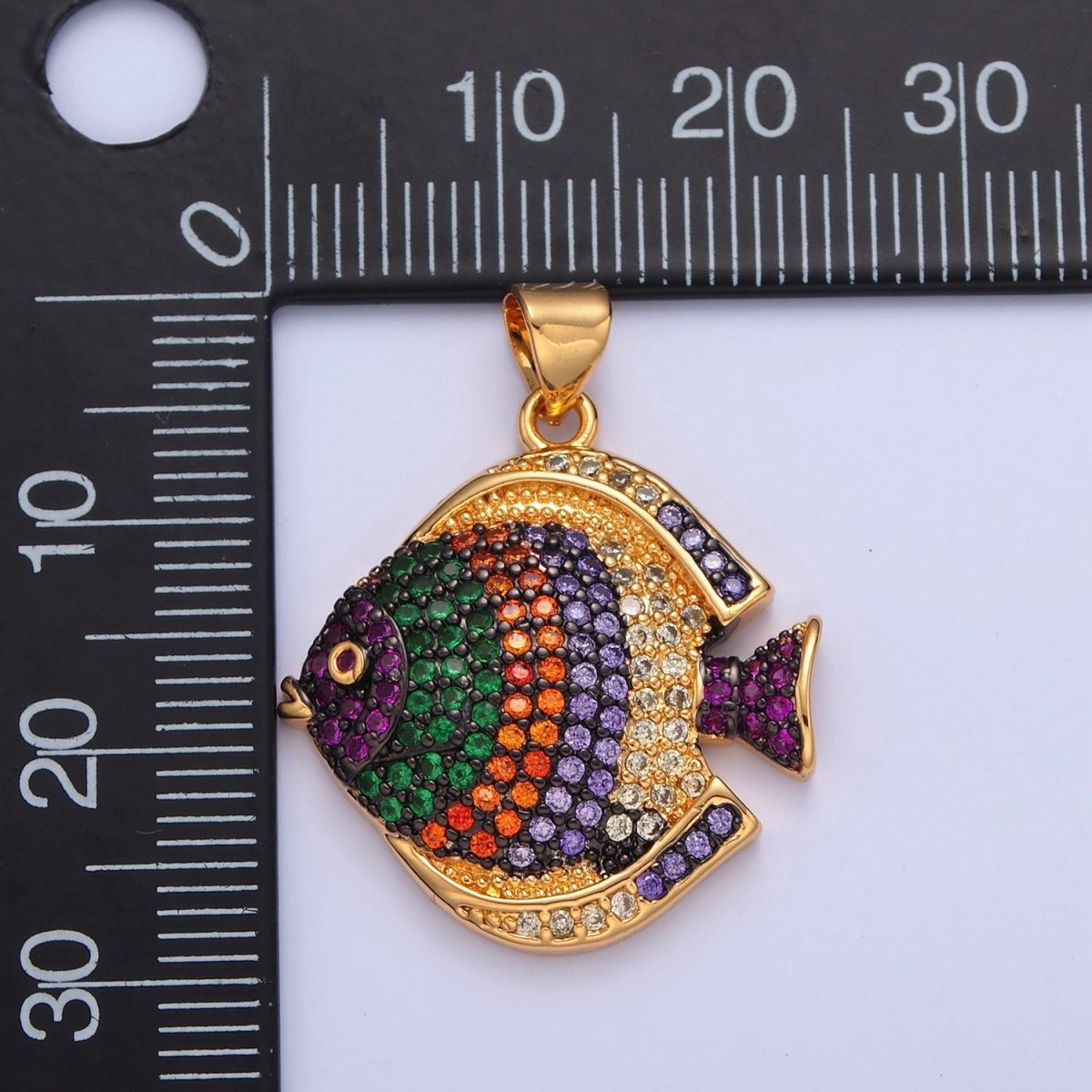 Pave King Dory Fish Charms, Tropical Fish Charm, Jewelry Making, Craft Supplies 14k Gold Filled Pendant I-215 I-221 I-222 - DLUXCA