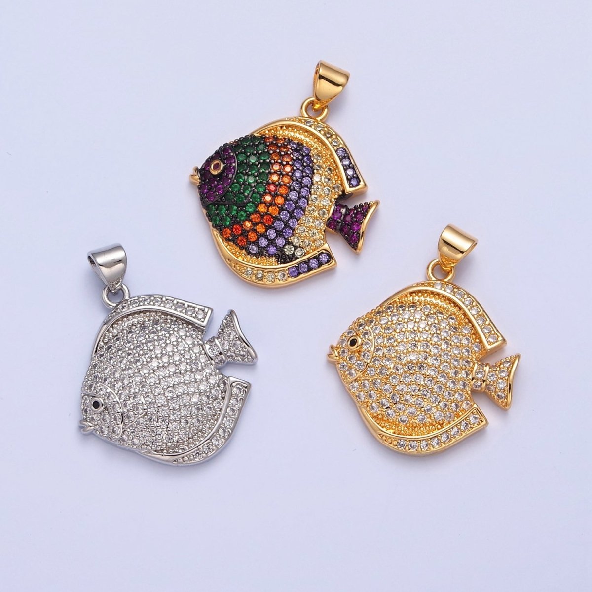 Pave King Dory Fish Charms, Tropical Fish Charm, Jewelry Making, Craft Supplies 14k Gold Filled Pendant I-215 I-221 I-222 - DLUXCA