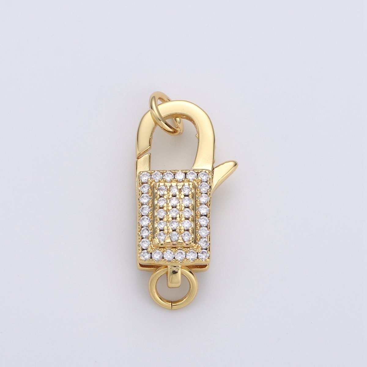 Pave Lobster Clasp, Micro Pave CZ Lobster Clasp, CZ Enhancer Clasp,Pave Bail Clasp,Large Pendant Pave Clasp, Gold Silver Pave Clasp, 20x10mm K-611 - K-614 - DLUXCA