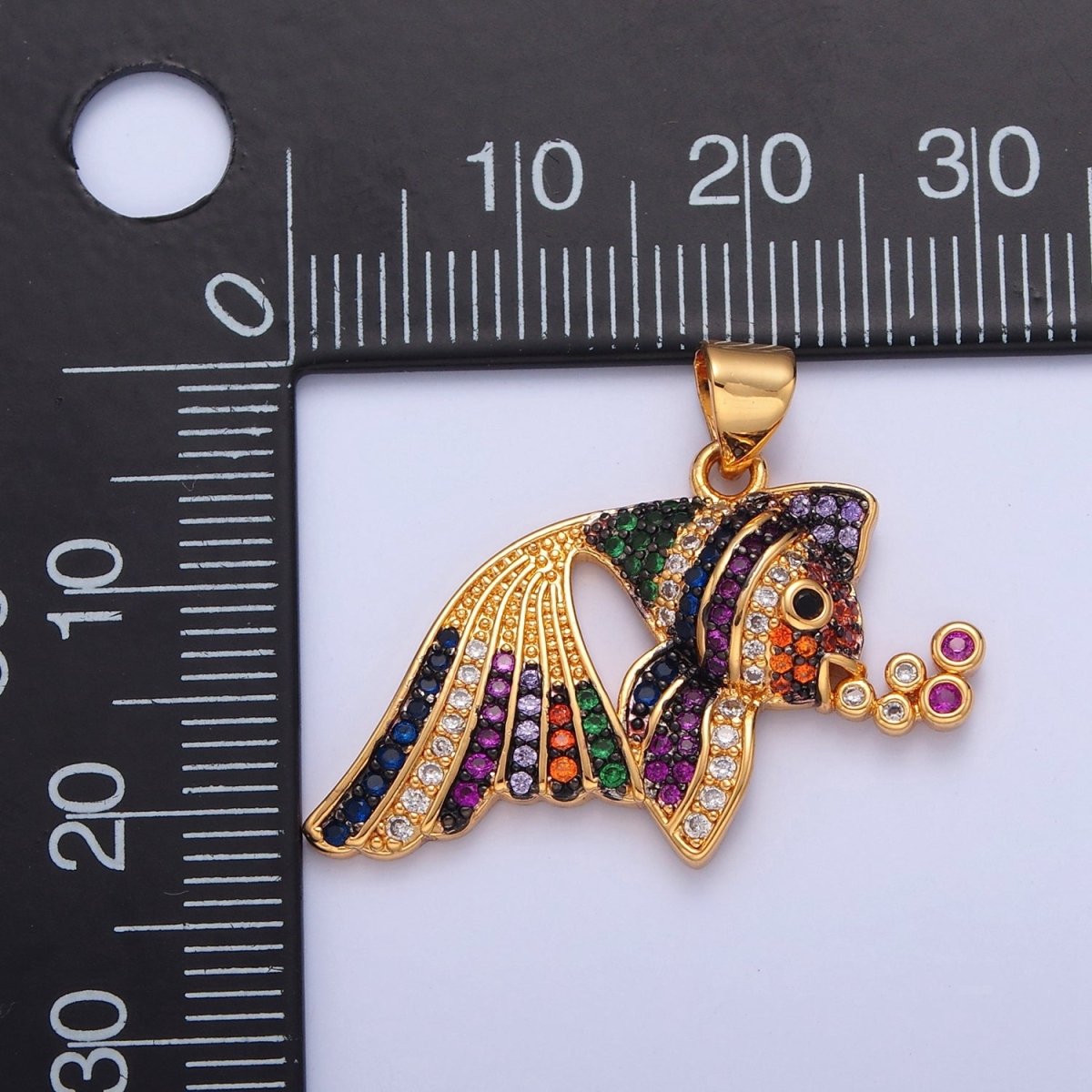 Pave Tropical Fish Charms, Gold Fish Charm, Jewelry Making, Craft Supplies 14k Gold Filled Pendant I-207 I-209 I-212 - DLUXCA