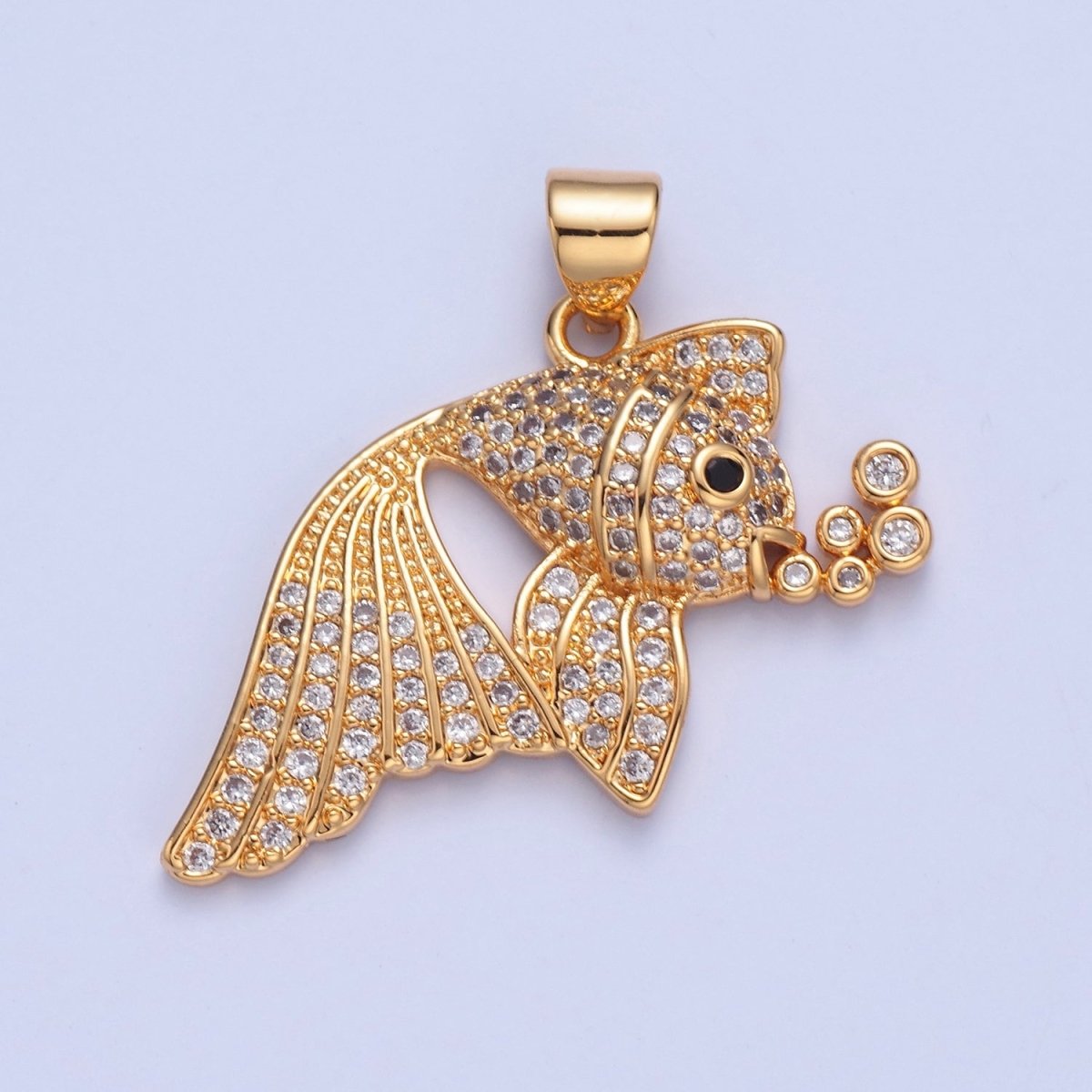 Pave Tropical Fish Charms, Gold Fish Charm, Jewelry Making, Craft Supplies 14k Gold Filled Pendant I-207 I-209 I-212 - DLUXCA