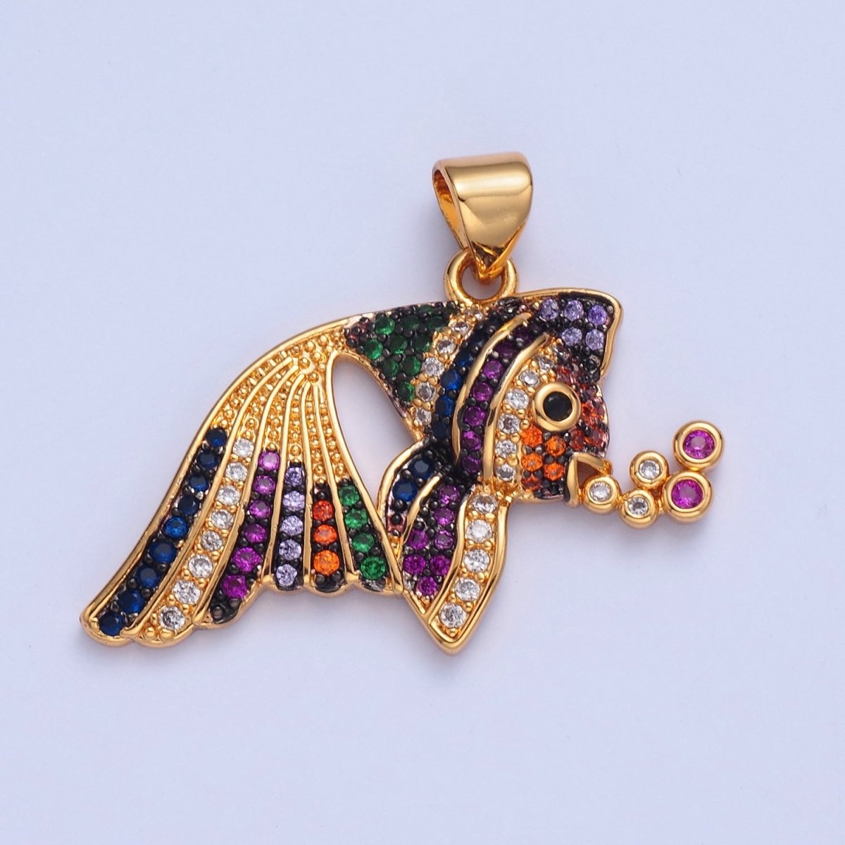 Pave Tropical Fish Charms, Gold Fish Charm, Jewelry Making, Craft Supplies 14k Gold Filled Pendant I-207 I-209 I-212 - DLUXCA