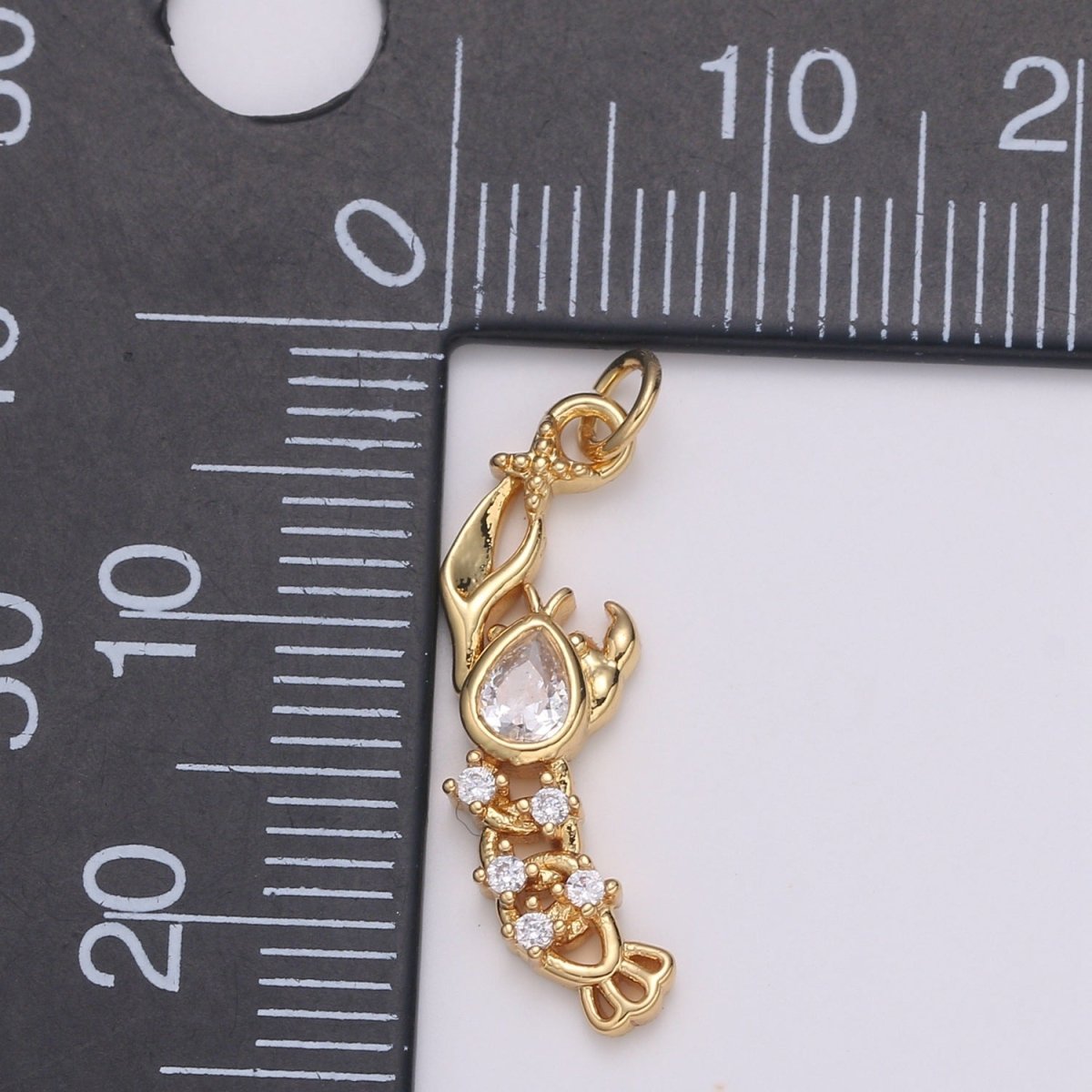 Pear Cut Pave Gold Lobster Charm, Shrimp Bracelet Charm, Necklace Charm, Earring Charm, Ocean Jewelry, Underwater animal E-197 E-788 - DLUXCA