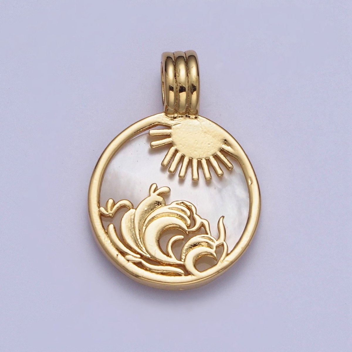 Pearl Collection Gold Element Charm Fire Wind Earth Ocean Wave Charm 24K Gold Filled Medallion for Necklace Bracelet Supply X-402 - X-405 - DLUXCA