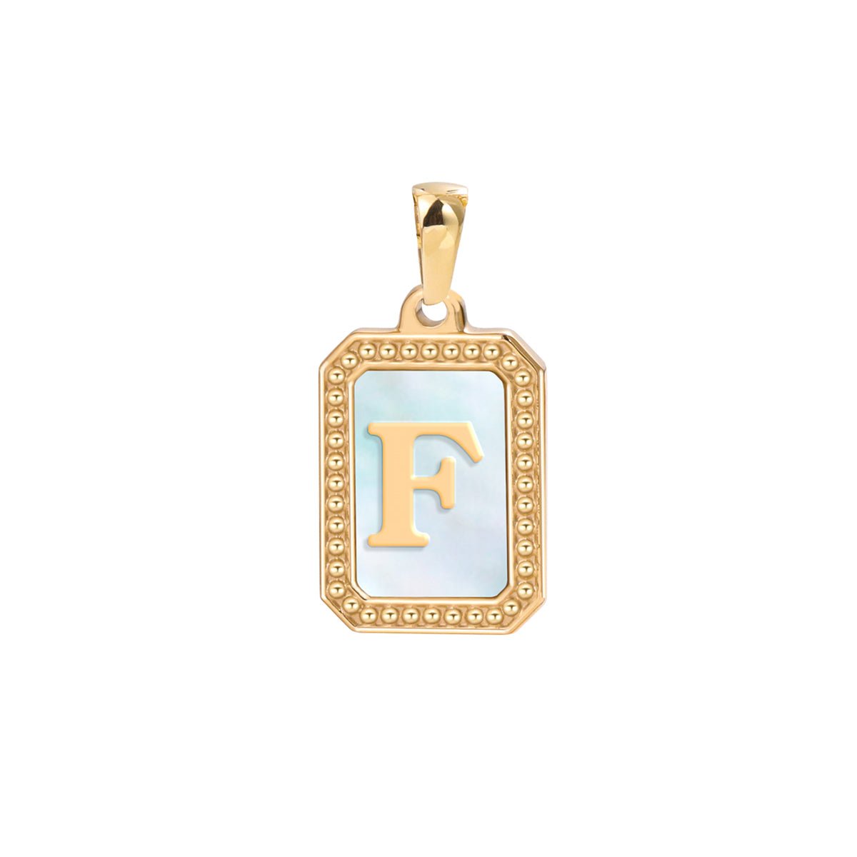 Pearl Letter Charm Gold Tag Alphabet Charm Pendant Personalized Initial Stainless Steel E-313-E-330 E-338-E-345 - DLUXCA