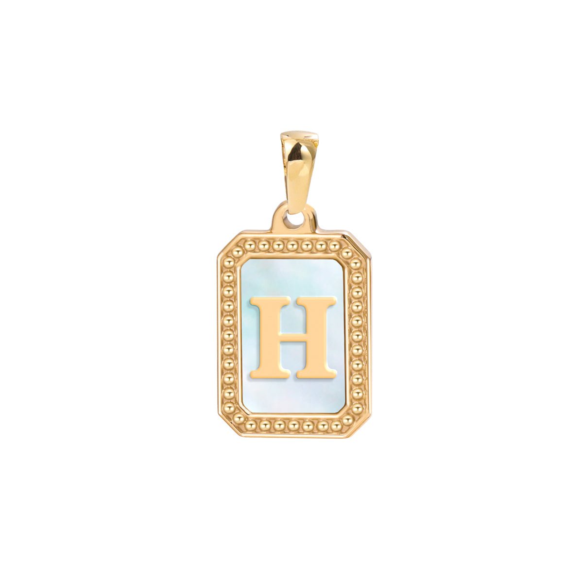 Pearl Letter Charm Gold Tag Alphabet Charm Pendant Personalized Initial Stainless Steel E-313-E-330 E-338-E-345 - DLUXCA