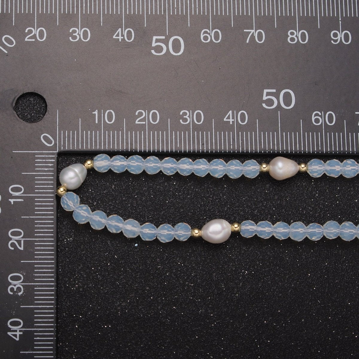 Pearl with Clear Glass Beaded Necklace, Clear Faceted Rondell Beads Necklace | WA-594 Clearance Pricing - DLUXCA