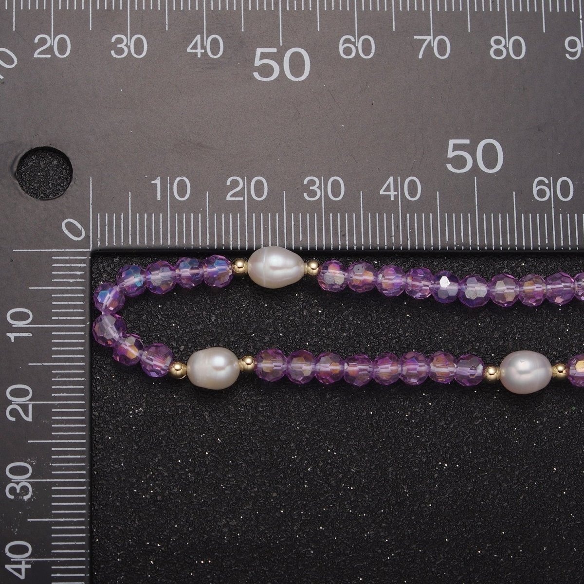 Pearl with Lavender Glass Beaded Necklace, Purple Faceted Rondell Beads Necklace for Layer | WA-585 Clearance Pricing - DLUXCA