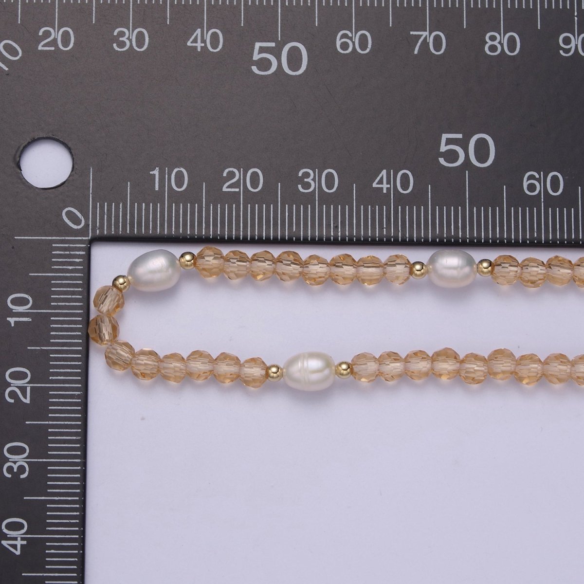 Pearl with Peach Glass Beaded Necklace, Peach Faceted Rondell Beads Necklace | WA-607 Clearance Pricing - DLUXCA