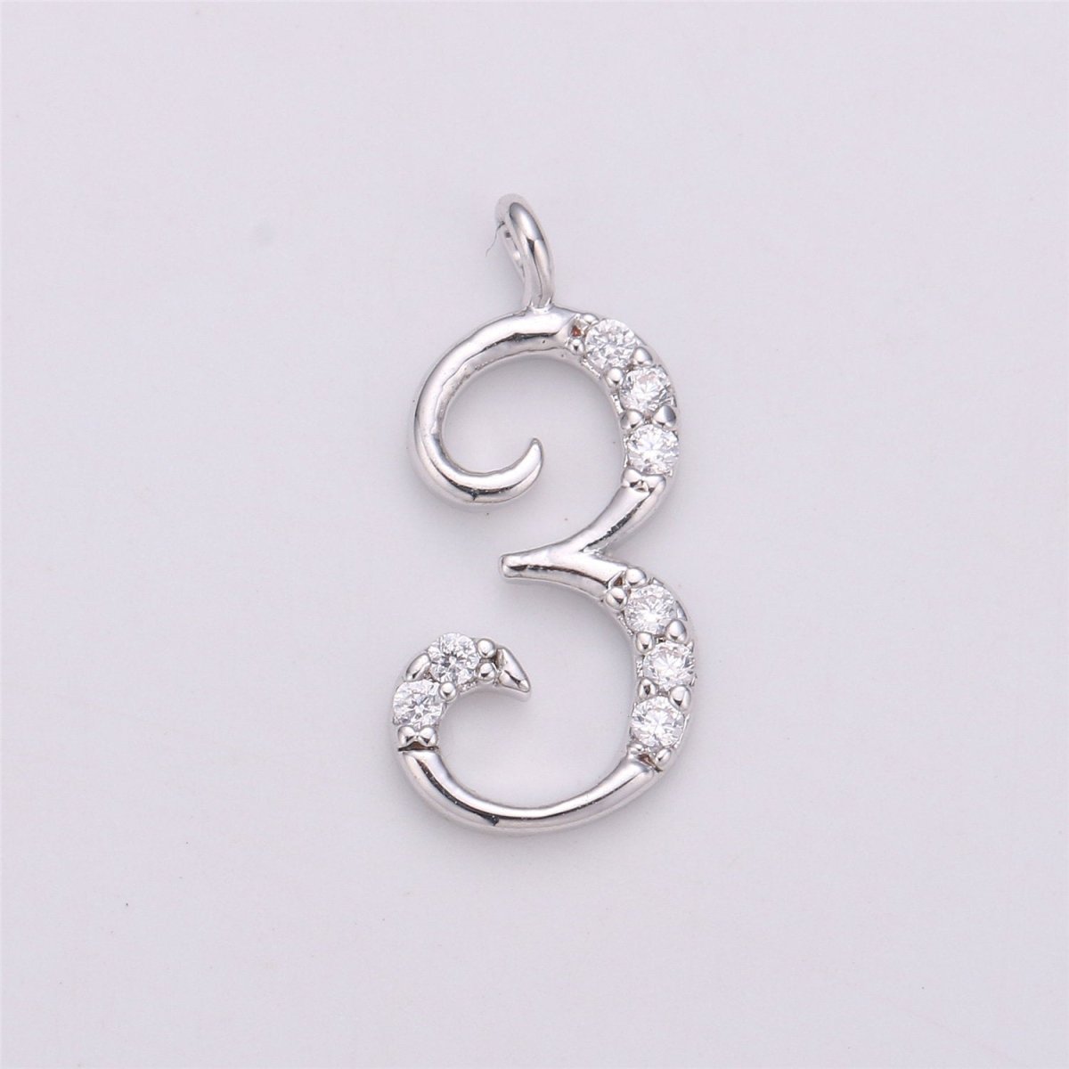 Personalized Number Charm, White Gold Filled Number Pendant, Dainty Numbers Charm, Tiny Number Charm, Custom Number Micro Pave Charm , M-055-M-066 - DLUXCA