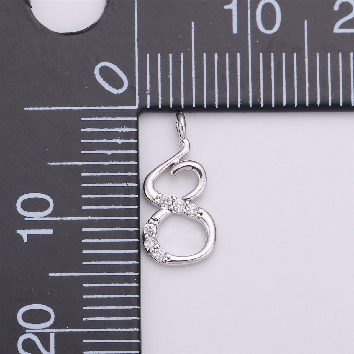 Personalized Number Charm, White Gold Filled Number Pendant, Dainty Numbers Charm, Tiny Number Charm, Custom Number Micro Pave Charm , M-055-M-066 - DLUXCA