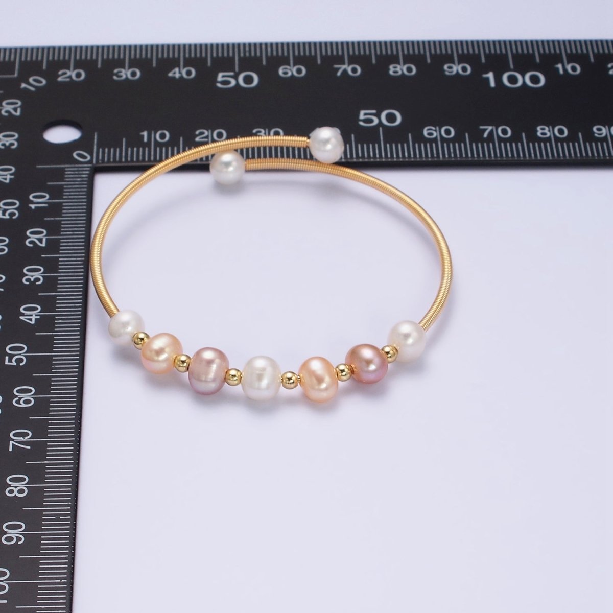 Petite Pearl Bangle Bracelet Layering Jewelry for Minimalist Bracelet Wedding Jewelry | WA-1866 WA-1867 Clearance Pricing - DLUXCA