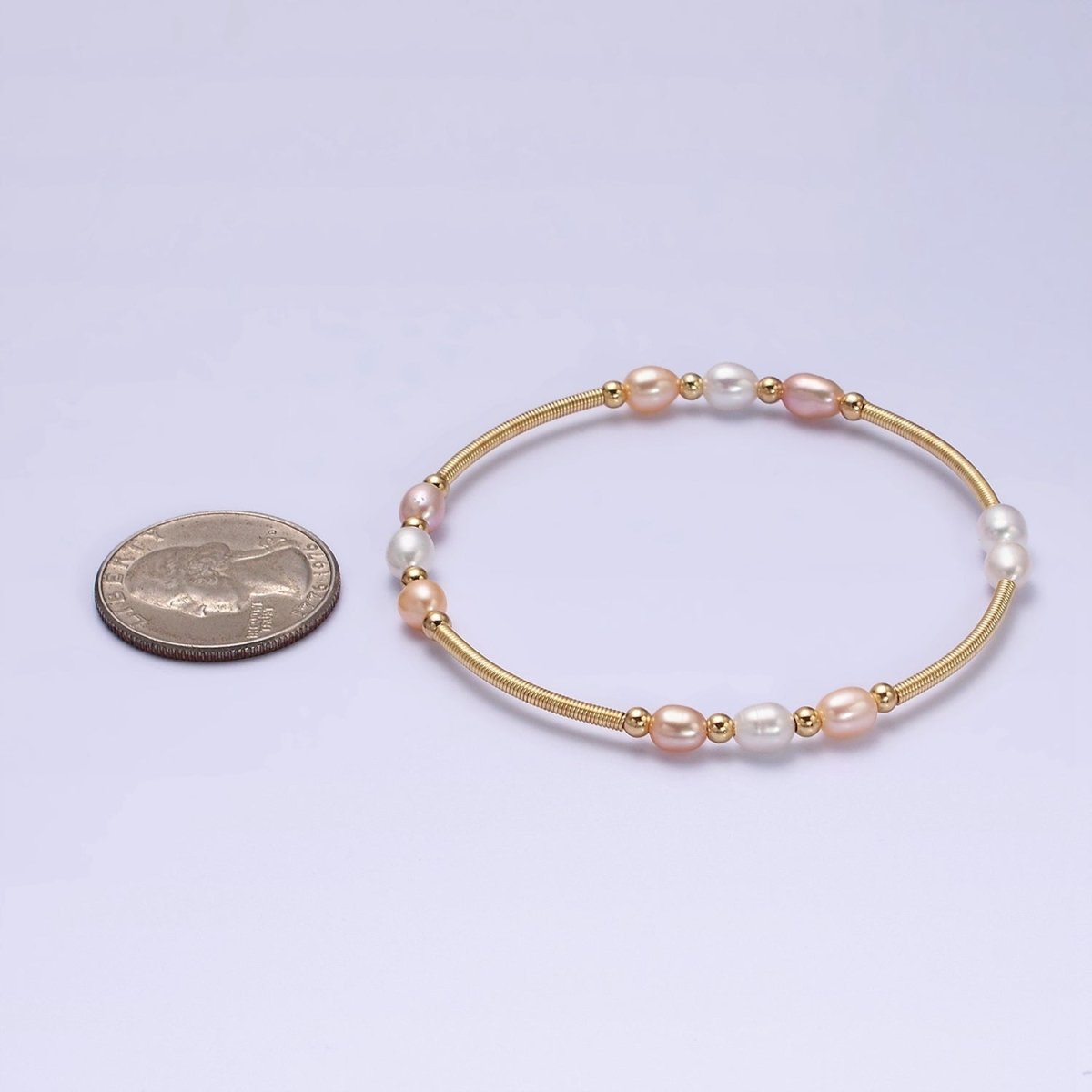 Petite Pearl Cuff Bracelet White or Pink Pearls Gold Filled Cuff bracelet Textured Bracelet | WA-1864 WA-1865 Clearance Pricing - DLUXCA