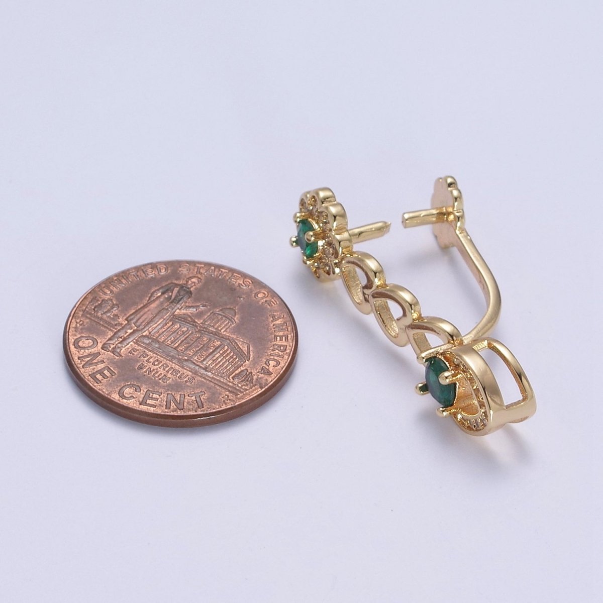 Pinch Bail, Nickel Free, 31.3x7.5mm, Pendant bail, 16K gold Filled brass Jewelry Gold bail, Charm bail, Ice pick with Micro Pave CZ Stone L-649 L-650 - DLUXCA