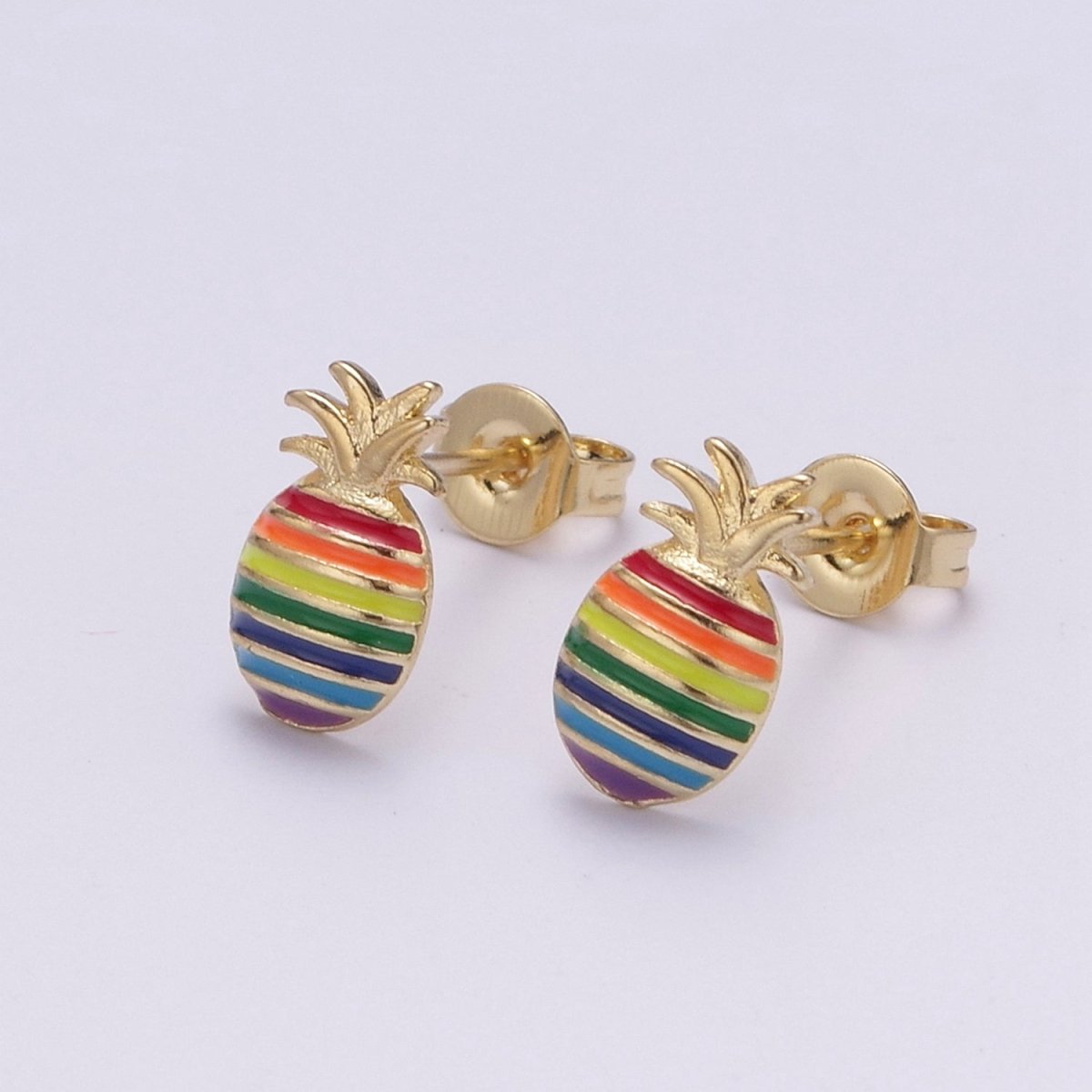 Pineapple Stud Earrings • Pineapple Earrings • Pineapple Jewelry •Rainbow Earrings • Stud Earring • Gift for Her • Earrings T-253 - DLUXCA