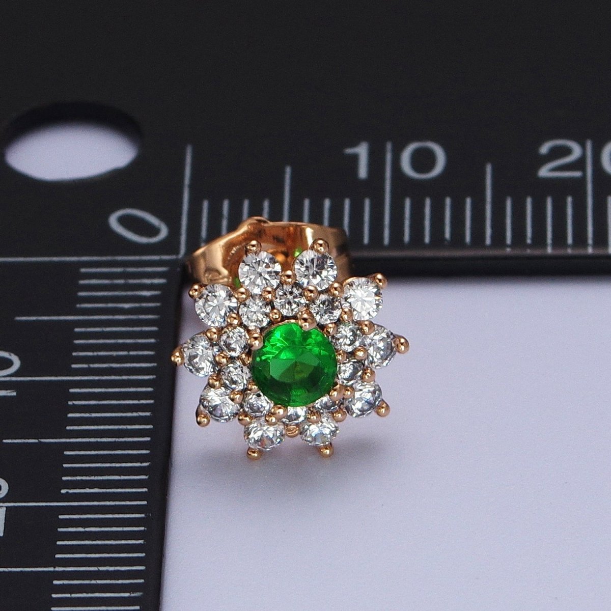 Pink, Clear, Green Celestial Star Flower CZ Stud Earrings | AB025 AB026 AB027 - DLUXCA